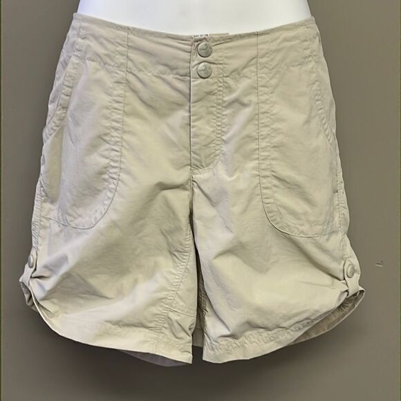 L.L. Bean Beige Lightweight Nylon Shorts with Pockets and Drawstrings- Size 8 - Picture 1 of 16